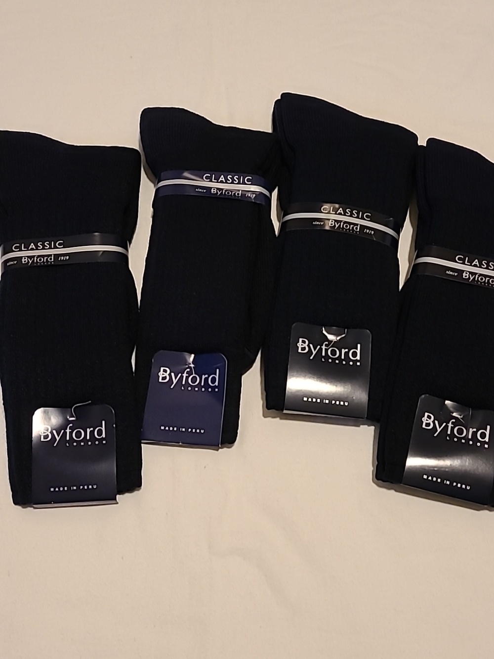 Byford London Classic Navy Socks, BY5181, NWT, Bundle of 4 Pairs